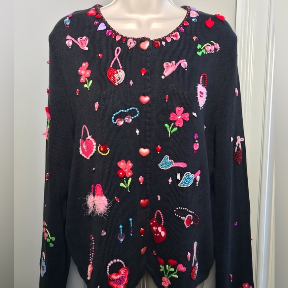Vintage Michael Simon Valentine’s Day Cardigan ~ Women’s Large - Picture 5 of 12